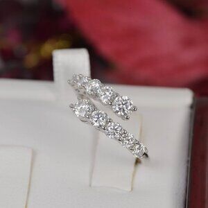 Certified Moissanite Wrap around Wedding Band Women’s Ring